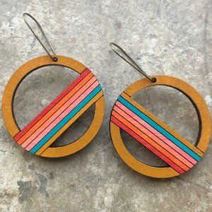 Retro Love Laser-Cut Wood Earrings